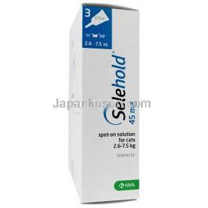 セレホールド,セラメクチン 45mg（1本あたり） ,  0.75mL X　ピペット 3本, 製造元：KRKA, 箱側面-2